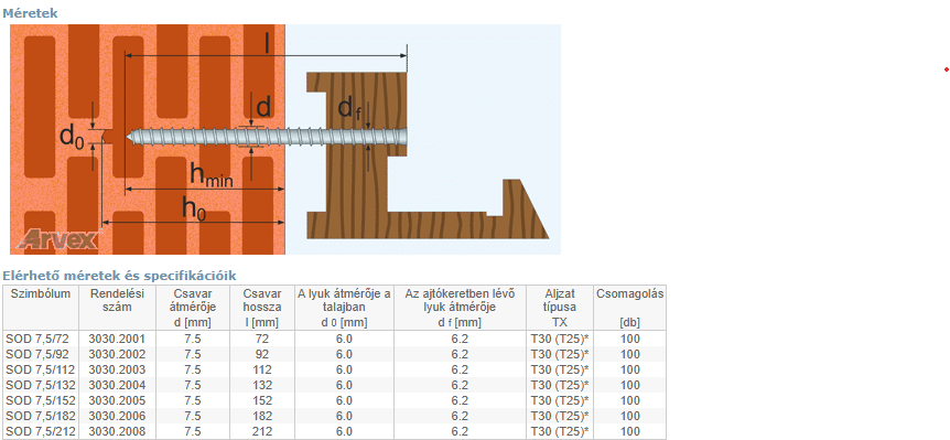 Arvex SOD - Tokrögzítő kisfejű TORX, horganyzott acél - Image 3