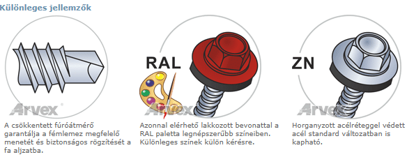 Arvex lemezcsavar BF